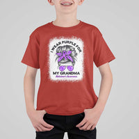 I Wear Purple For My Grandma T Shirt For Kid Alzheimers Awareness Messy Bun Graphic