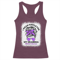 I Wear Purple For My Grandma Racerback Tank Top Alzheimers Awareness Messy Bun Graphic