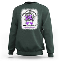 I Wear Purple For My Grandma Sweatshirt Alzheimers Awareness Messy Bun Graphic