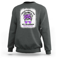 I Wear Purple For My Grandma Sweatshirt Alzheimers Awareness Messy Bun Graphic