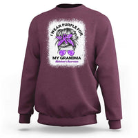 I Wear Purple For My Grandma Sweatshirt Alzheimers Awareness Messy Bun Graphic