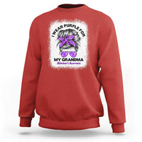 I Wear Purple For My Grandma Sweatshirt Alzheimers Awareness Messy Bun Graphic