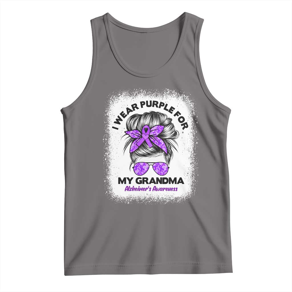 I Wear Purple For My Grandma Tank Top Alzheimers Awareness Messy Bun Graphic