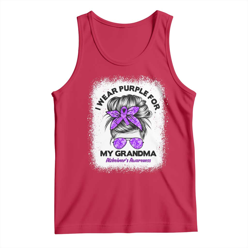 I Wear Purple For My Grandma Tank Top Alzheimers Awareness Messy Bun Graphic