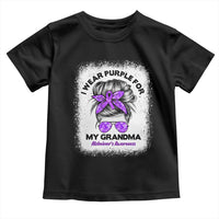 I Wear Purple For My Grandma Toddler T Shirt Alzheimers Awareness Messy Bun Graphic