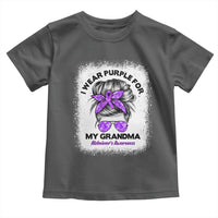 I Wear Purple For My Grandma Toddler T Shirt Alzheimers Awareness Messy Bun Graphic