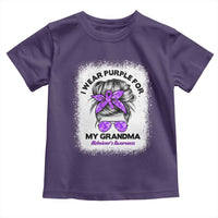 I Wear Purple For My Grandma Toddler T Shirt Alzheimers Awareness Messy Bun Graphic