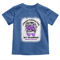 I Wear Purple For My Grandma Toddler T Shirt Alzheimers Awareness Messy Bun Graphic