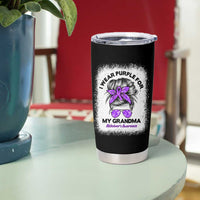 I Wear Purple For My Grandma Tumbler Cup Alzheimers Awareness Messy Bun Graphic