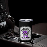 I Wear Purple For My Grandma Tumbler Cup Alzheimers Awareness Messy Bun Graphic
