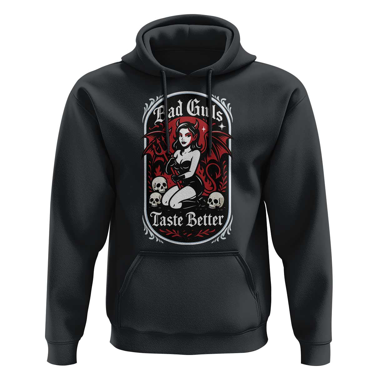 Bad Girls Taste Better Hoodie Adult Humor Devil Girl Gift - Wonder Print Shop