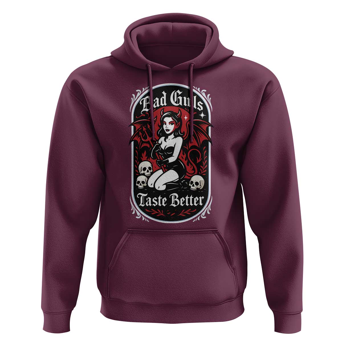 Bad Girls Taste Better Hoodie Adult Humor Devil Girl Gift - Wonder Print Shop