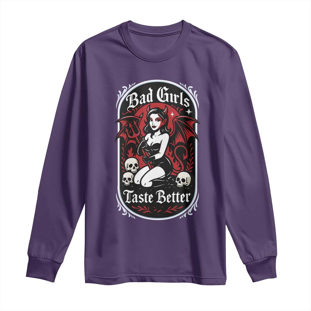 Bad Girls Taste Better Long Sleeve Shirt Adult Humor Devil Girl Gift - Wonder Print Shop