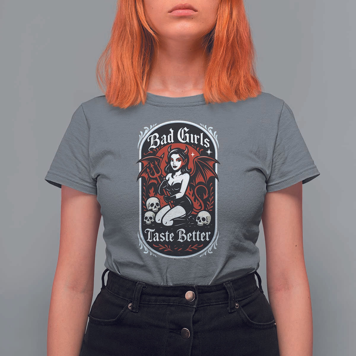 Bad Girls Taste Better T Shirt For Women Adult Humor Devil Girl Gift - Wonder Print Shop