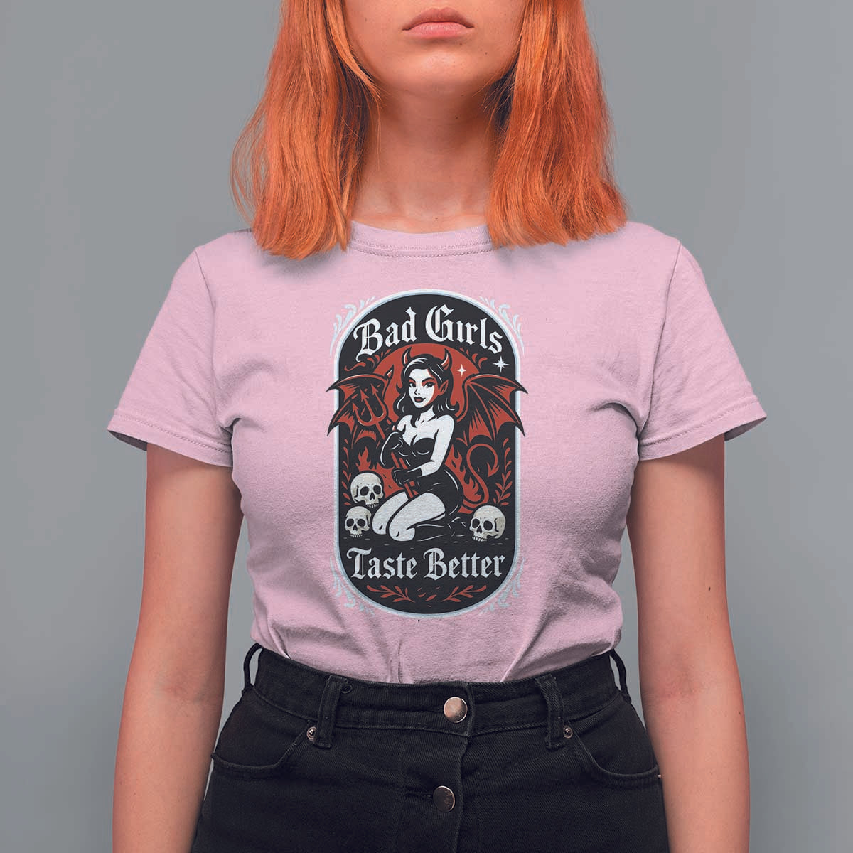 Bad Girls Taste Better T Shirt For Women Adult Humor Devil Girl Gift - Wonder Print Shop
