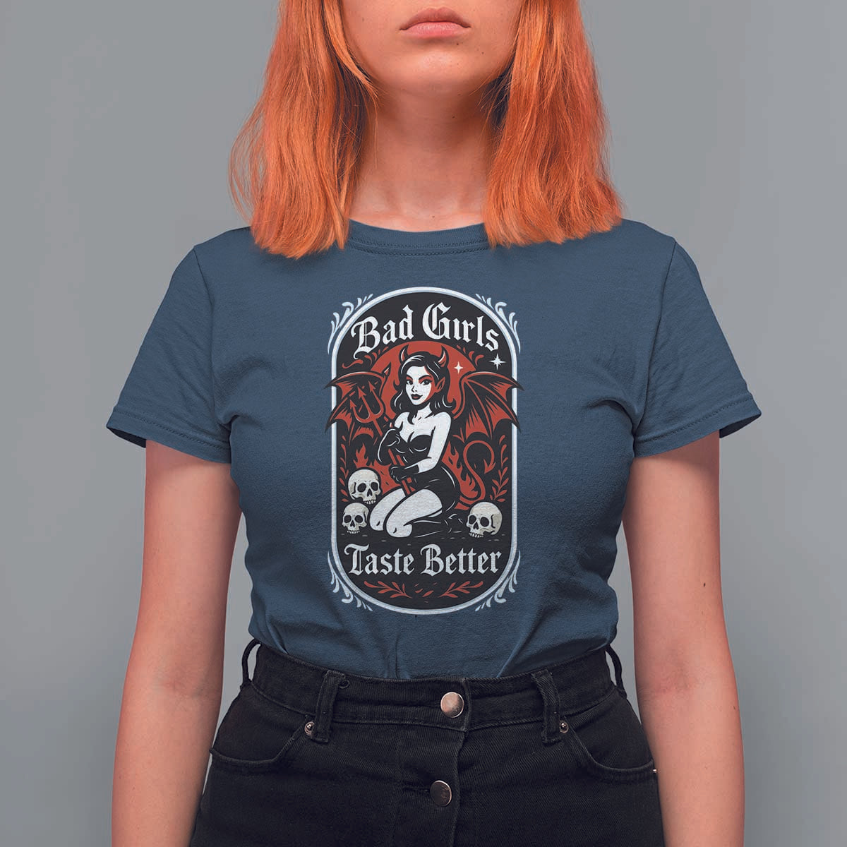 Bad Girls Taste Better T Shirt For Women Adult Humor Devil Girl Gift - Wonder Print Shop
