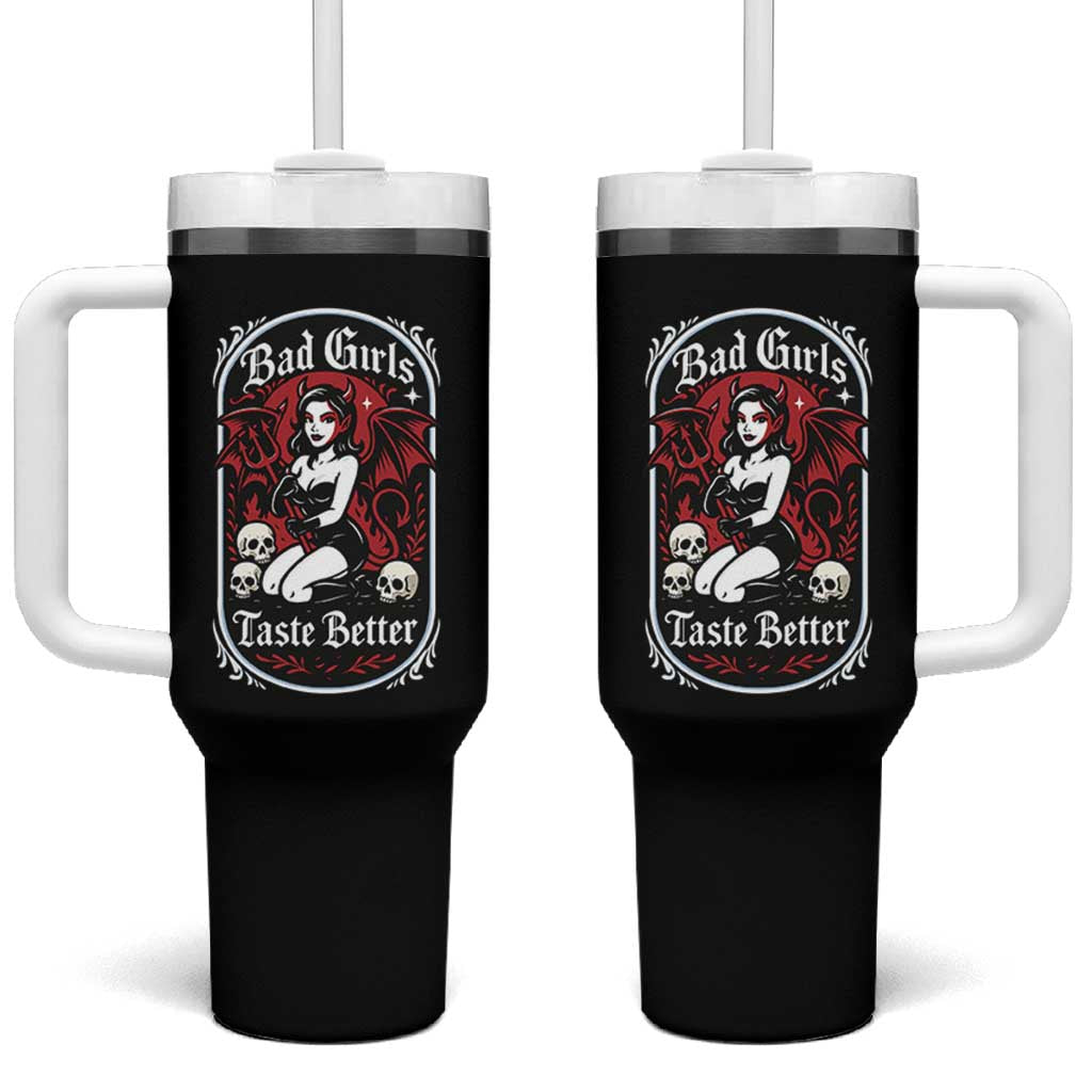 Bad Girls Taste Better Tumbler With Handle Adult Humor Devil Girl Gift