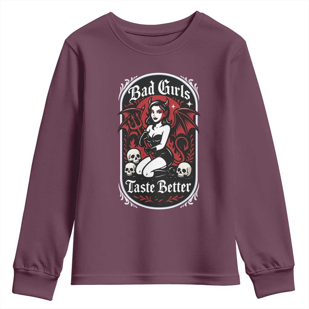 Bad Girls Taste Better Youth Sweatshirt Adult Humor Devil Girl Gift - Wonder Print Shop