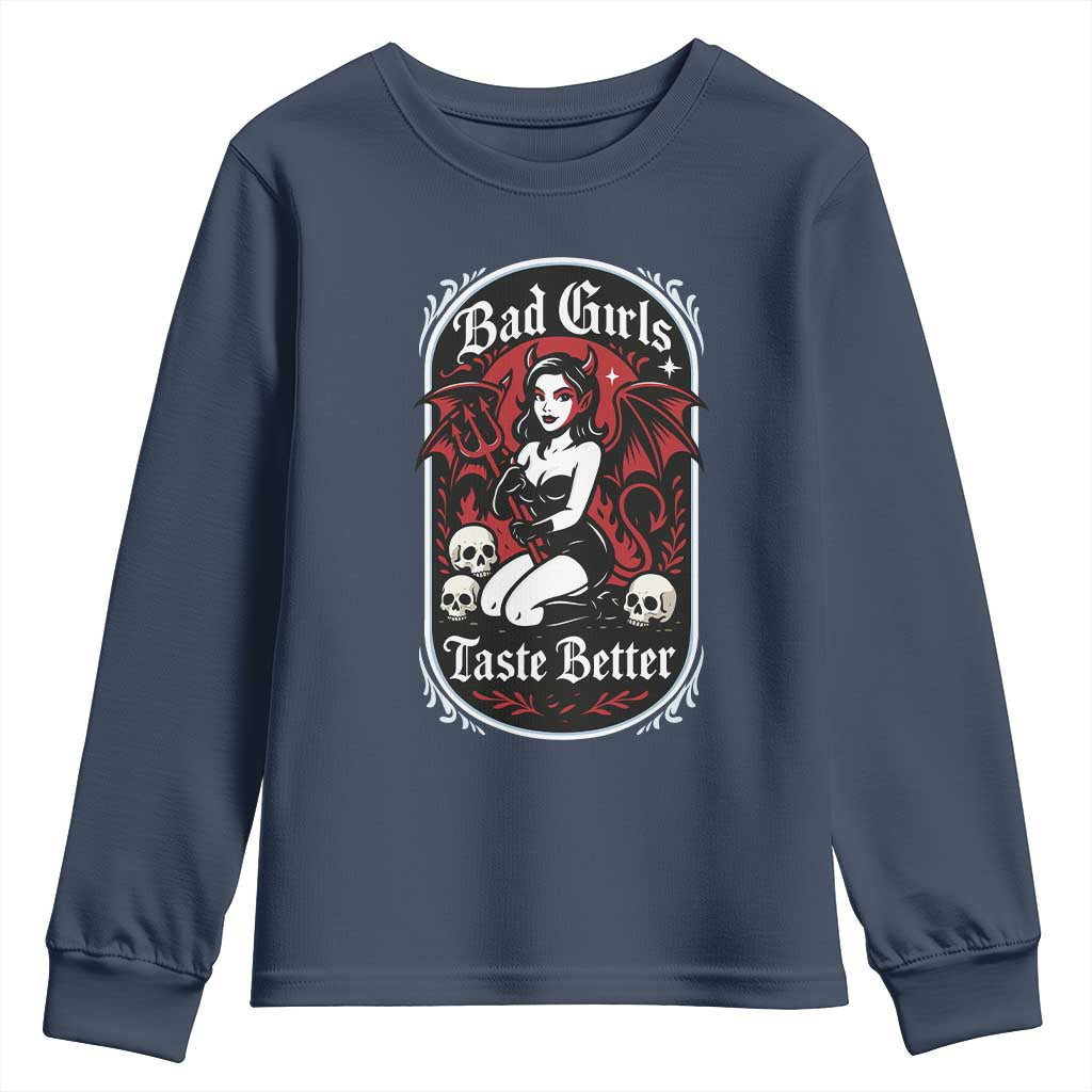 Bad Girls Taste Better Youth Sweatshirt Adult Humor Devil Girl Gift - Wonder Print Shop
