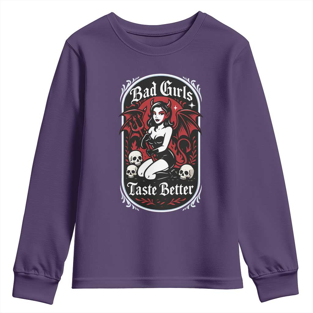 Bad Girls Taste Better Youth Sweatshirt Adult Humor Devil Girl Gift - Wonder Print Shop