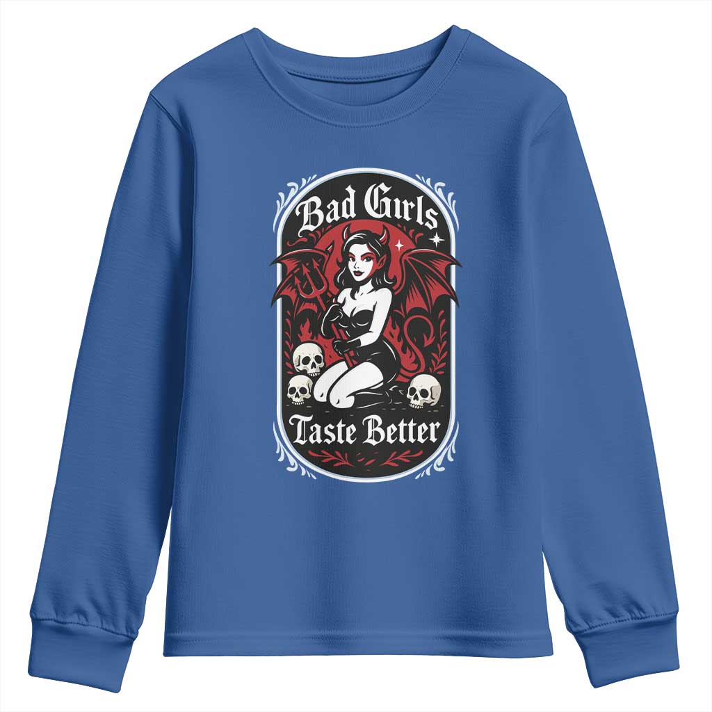 Bad Girls Taste Better Youth Sweatshirt Adult Humor Devil Girl Gift - Wonder Print Shop