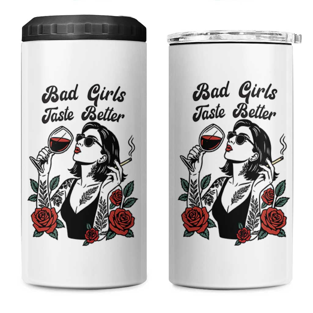 Bad Girls Taste Better 4 in 1 Can Cooler Tumbler Tattoo Girl Adult Humor Gift