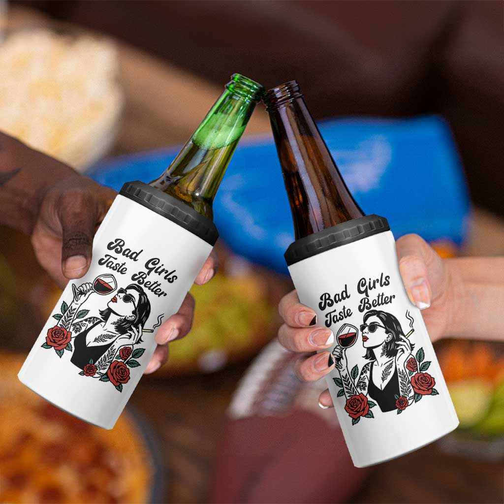 Bad Girls Taste Better 4 in 1 Can Cooler Tumbler Tattoo Girl Adult Humor Gift