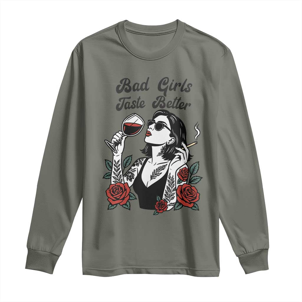 Bad Girls Taste Better Long Sleeve Shirt Tattoo Girl Adult Humor Gift - Wonder Print Shop