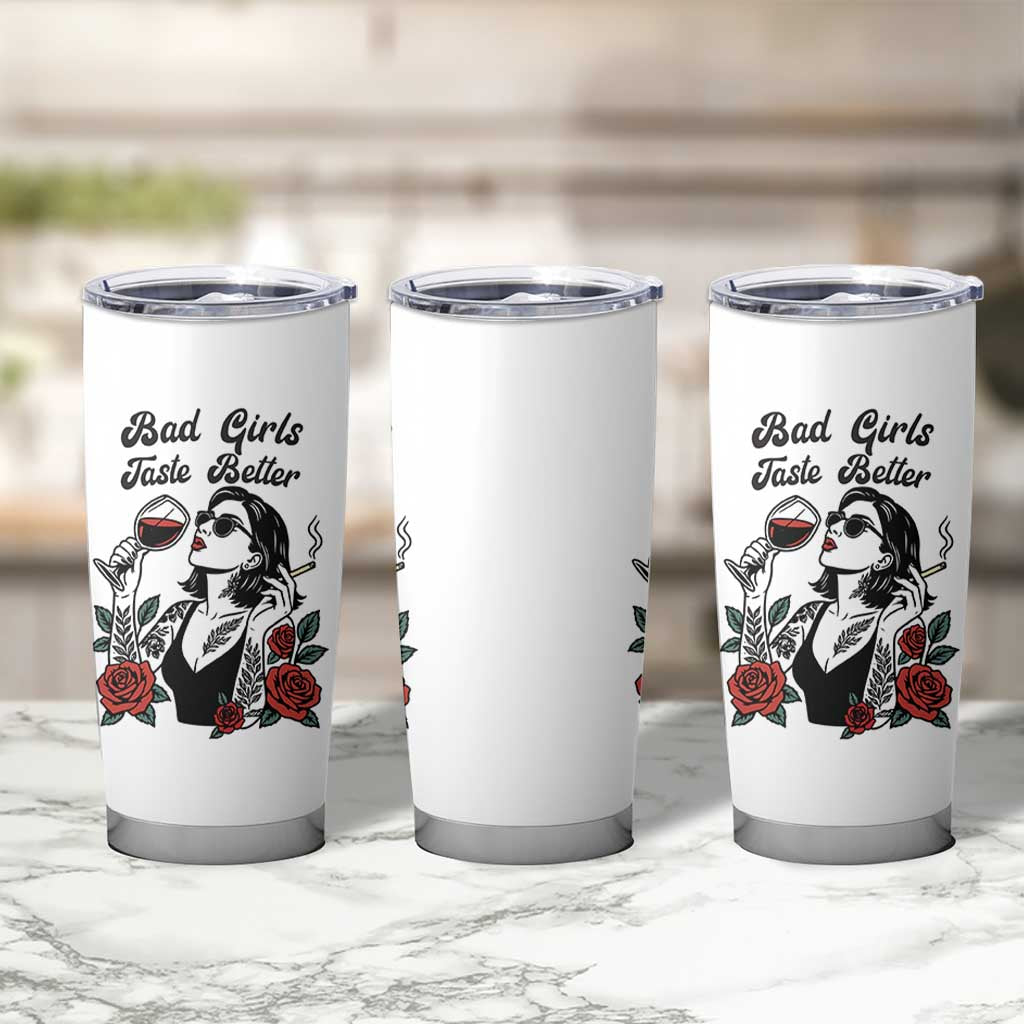 Bad Girls Taste Better Tumbler Cup Tattoo Girl Adult Humor Gift