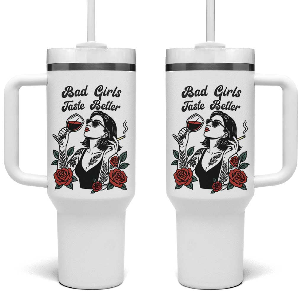 Bad Girls Taste Better Tumbler With Handle Tattoo Girl Adult Humor Gift