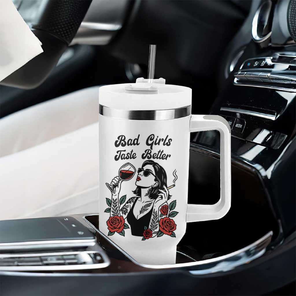 Bad Girls Taste Better Tumbler With Handle Tattoo Girl Adult Humor Gift