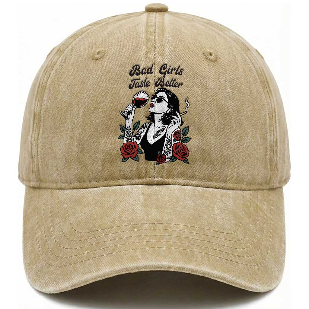 Bad Girls Taste Better Washed Cotton Baseball Cap Tattoo Girl Adult Humor Gift