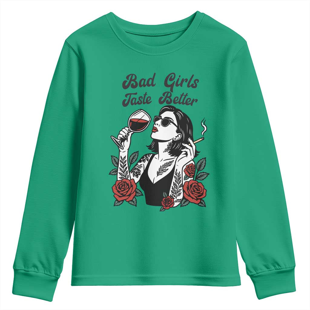 Bad Girls Taste Better Youth Sweatshirt Tattoo Girl Adult Humor Gift - Wonder Print Shop