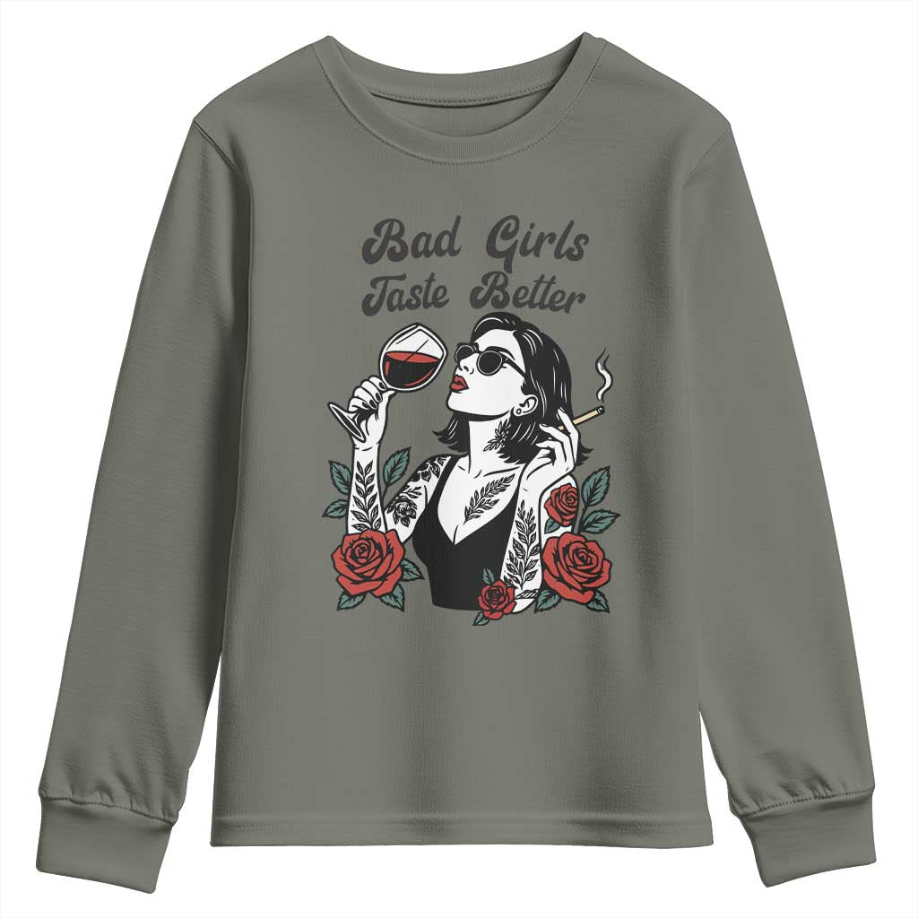 Bad Girls Taste Better Youth Sweatshirt Tattoo Girl Adult Humor Gift - Wonder Print Shop