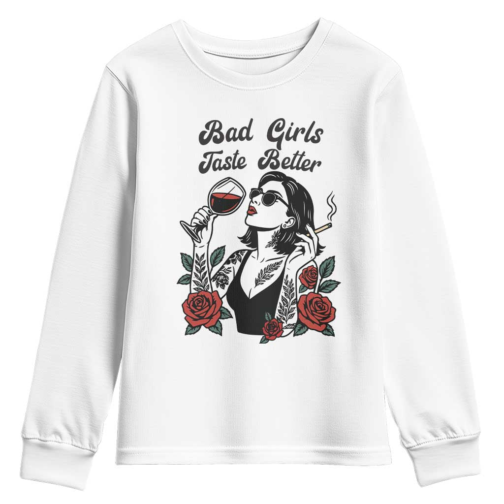 Bad Girls Taste Better Youth Sweatshirt Tattoo Girl Adult Humor Gift - Wonder Print Shop
