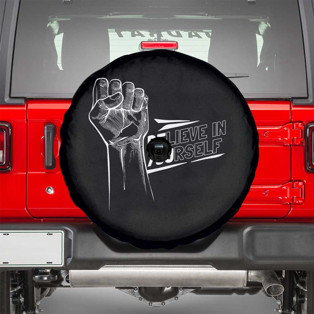 Believe In Yourself Spare Tire Cover Strong Fist Motivational Quote - Wonder Print Shop