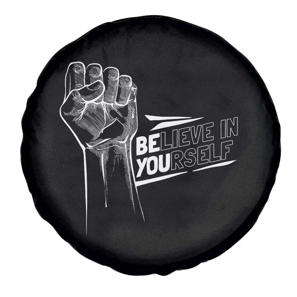 Believe In Yourself Spare Tire Cover Strong Fist Motivational Quote - Wonder Print Shop
