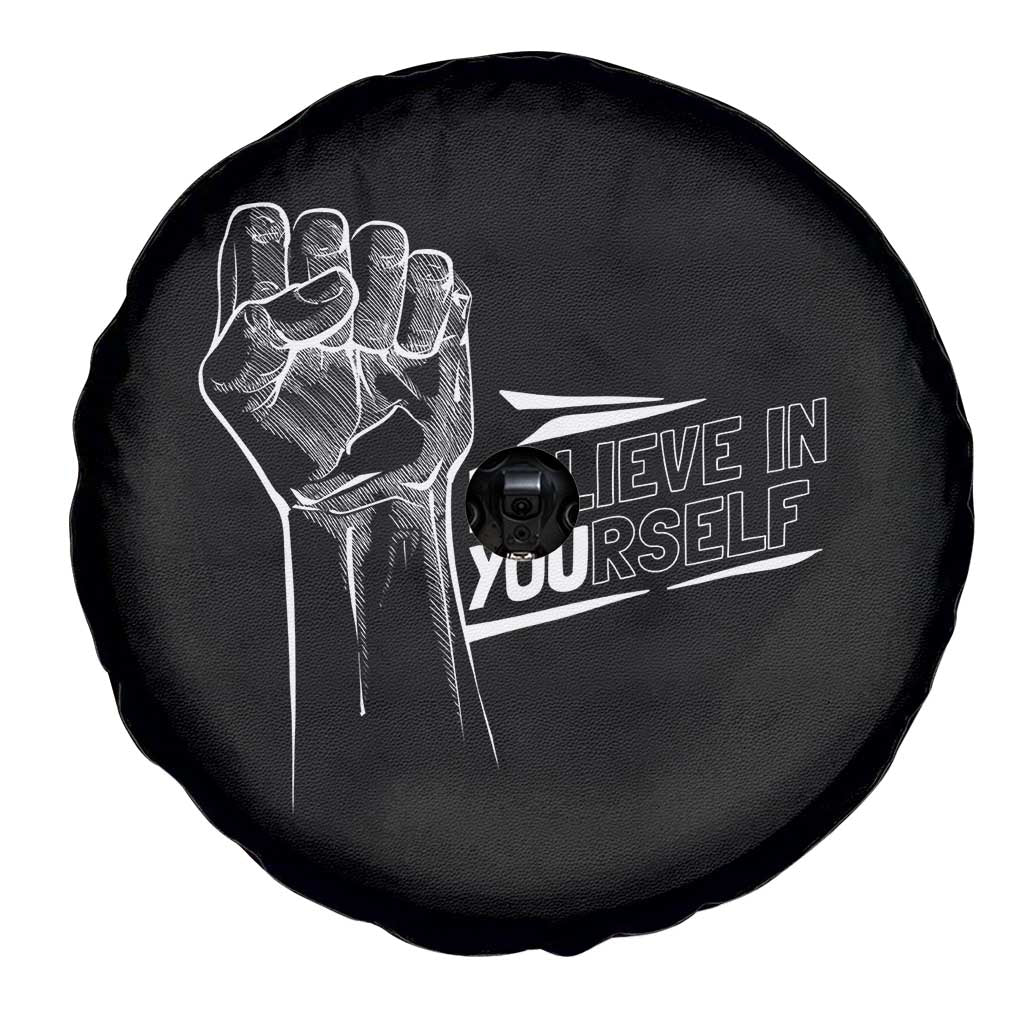 Believe In Yourself Spare Tire Cover Strong Fist Motivational Quote - Wonder Print Shop