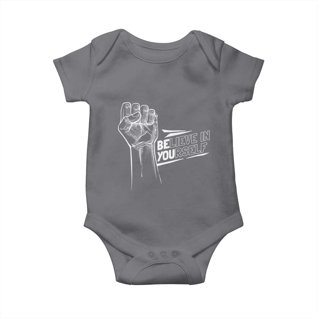 Believe In Yourself Baby Onesie Strong Fist Motivational Quote - Wonder Print Shop