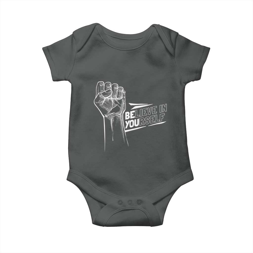 Believe In Yourself Baby Onesie Strong Fist Motivational Quote - Wonder Print Shop