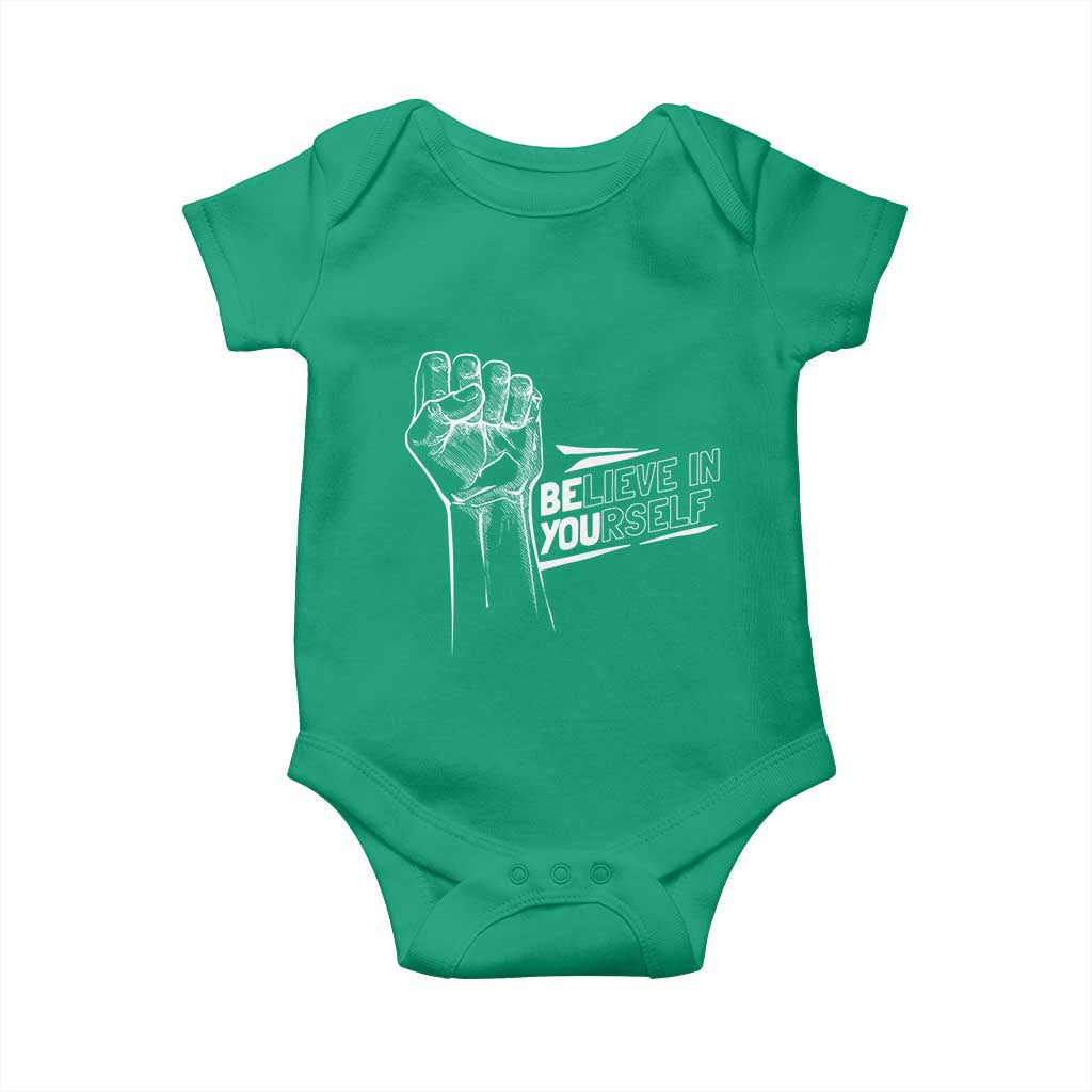 Believe In Yourself Baby Onesie Strong Fist Motivational Quote - Wonder Print Shop