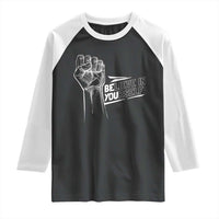 Believe In Yourself Raglan Shirt Strong Fist Motivational Quote - Wonder Print Shop