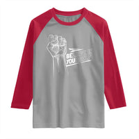 Believe In Yourself Raglan Shirt Strong Fist Motivational Quote - Wonder Print Shop