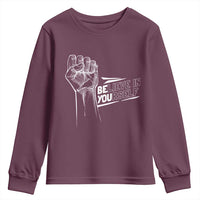 Believe In Yourself Youth Sweatshirt Strong Fist Motivational Quote - Wonder Print Shop