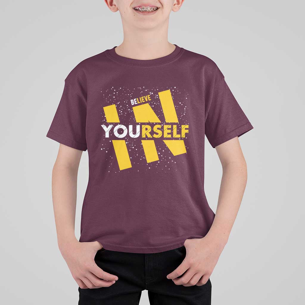 Inspirational Quote T Shirt For Kid Believe In Yourself Motivation - Wonder Print Shop