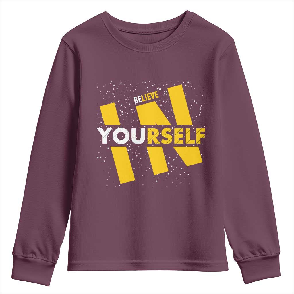 Inspirational Quote Youth Sweatshirt Believe In Yourself Motivation - Wonder Print Shop