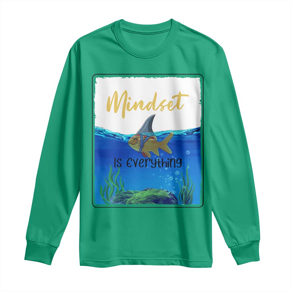 Mindset Is Everything Long Sleeve Shirt Positive Thinking Motivation - Wonder Print Shop