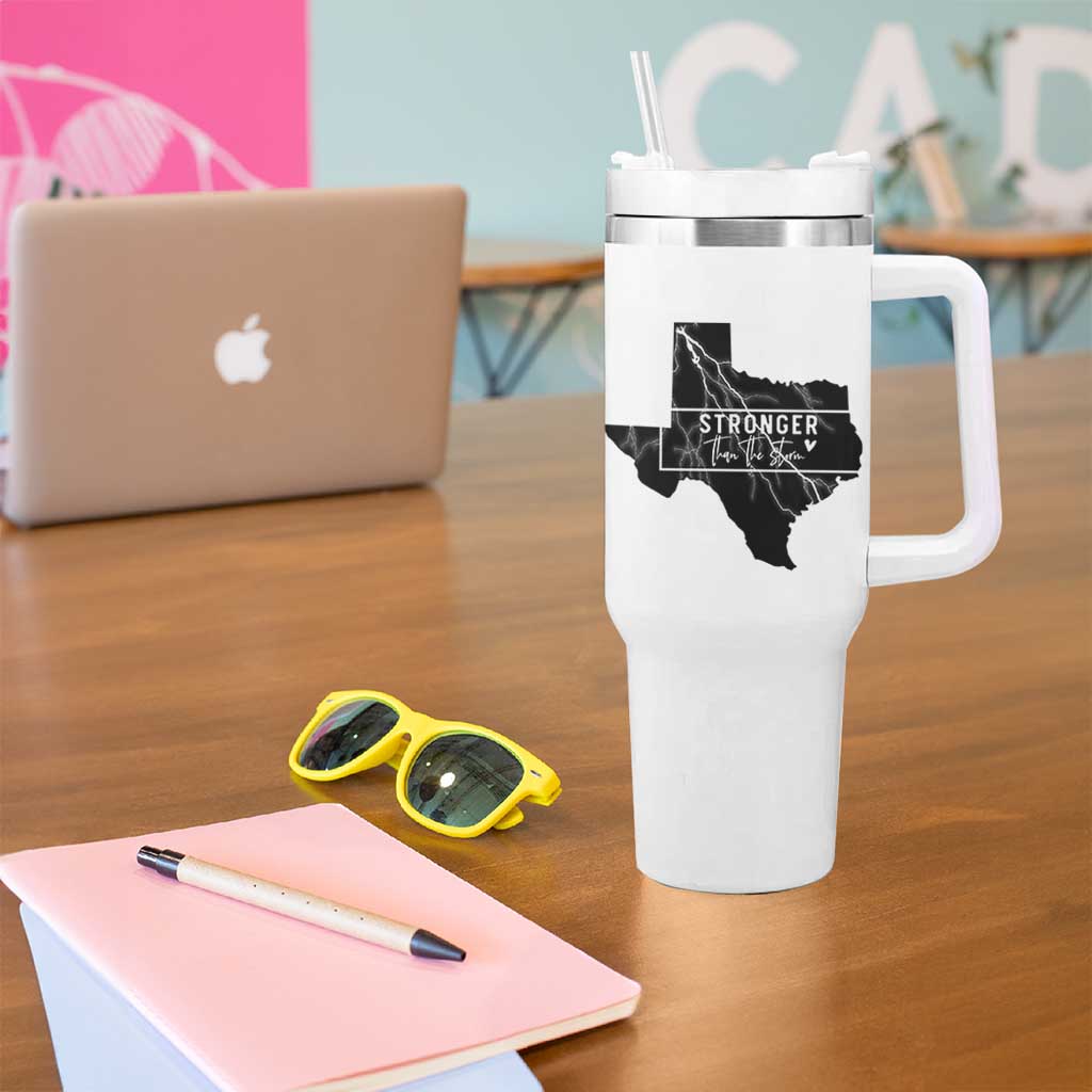 Strong Texas Tumbler With Handle Stronger Than The Storm Quote