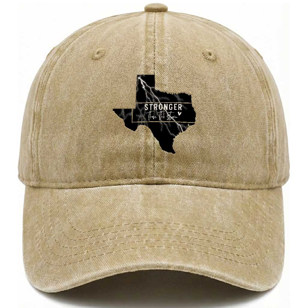 Strong Texas Washed Cotton Baseball Cap Stronger Than The Storm Quote