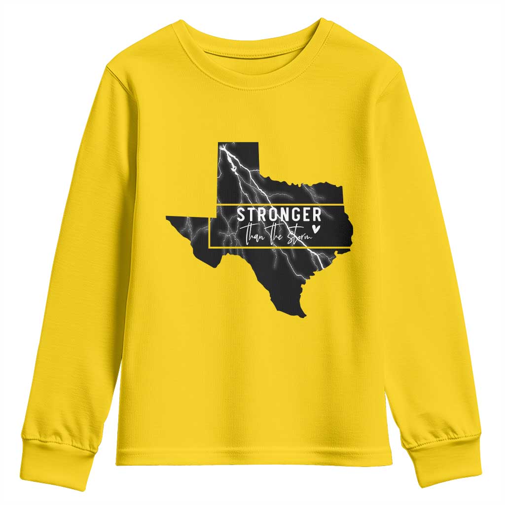 Strong Texas Youth Sweatshirt Stronger Than The Storm Quote - Wonder Print Shop